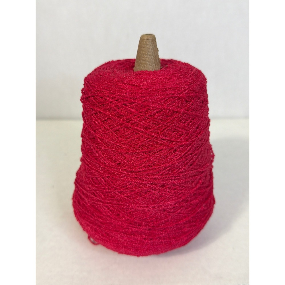 Vintage Red Knitting Yarn on Cone Fine Weight Weaving Crochet Supply 00173